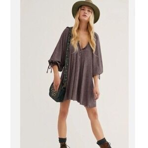 We The Free People Winter Sun Tunic‎ Top Size Small Maroon Purple Oversized Boho